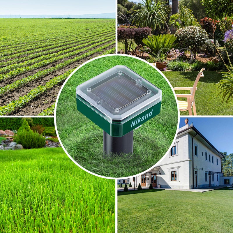 NIKAND Solar Mole Repellent Ultrasonic 4 Pack Outdoor Powered Sonic Deterrent - Mole Stopper Scare Vole for Lawn Garden Yard Home - Groundhog Repeller Snake Rodent Gopher Spikes Chaser Pest (4 Pack) - Image 4