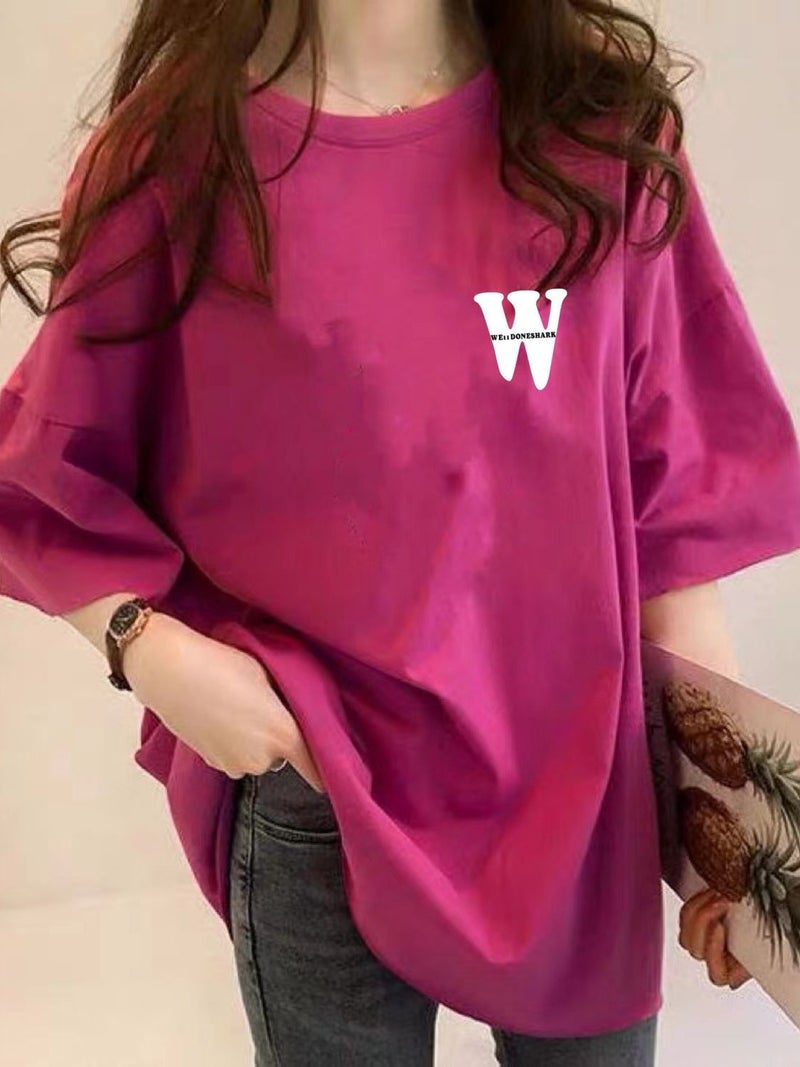 Plus size chubby girl short sleeve t-shirt women's summer new Korean style loose mid-length round neck thin half sleeve top ins fashion - Image 4