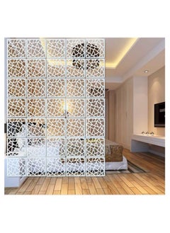 Eworld White Room Dividers with 12 Wood Plastic Hanging Panels for Living Room, Dining Area, Study, Sitting Room and Hotel Decor, Elevate Space with Stylish Carved Hollow Hallway Folding Screens  - Image 3