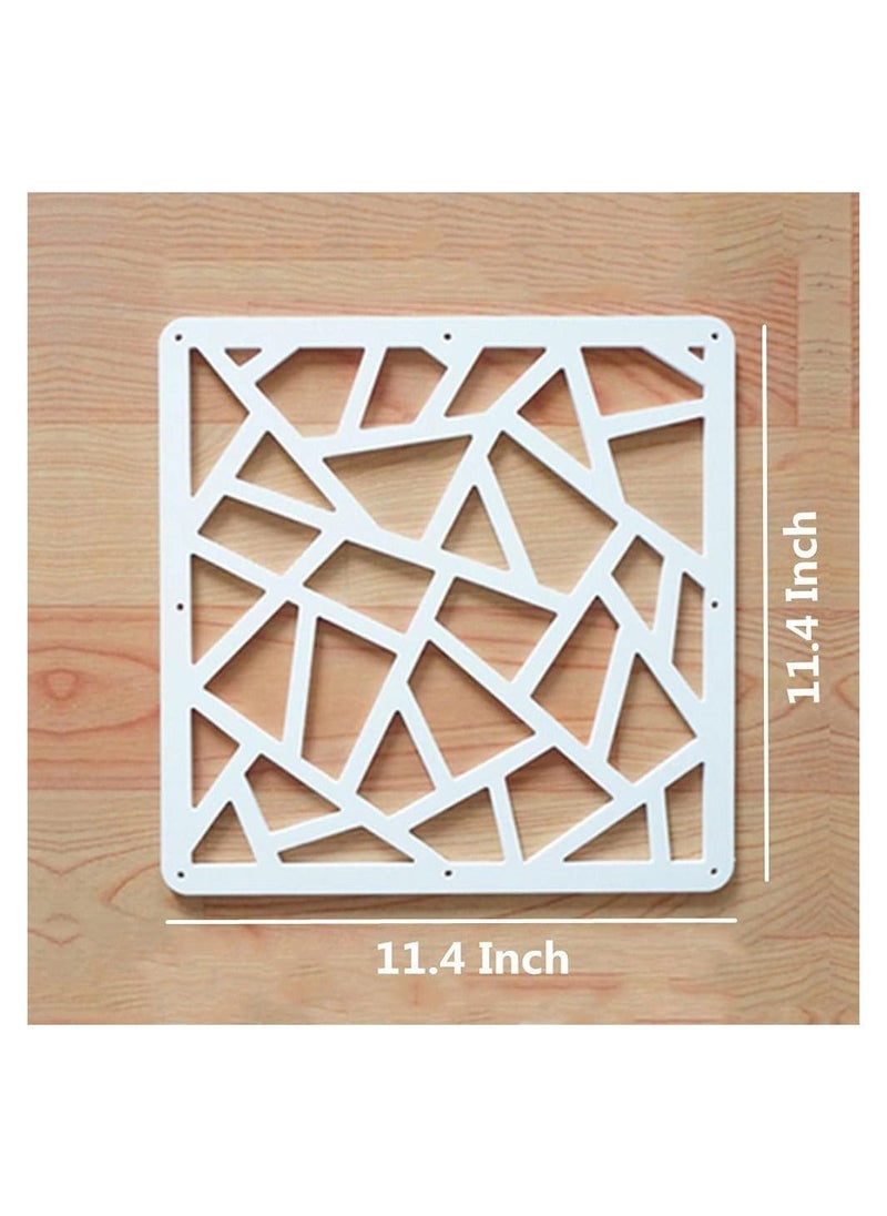 Eworld - White Room Dividers with 12 Wood Plastic Hanging Panels for Living Room, Dining Area, Study, Sitting Room and Hotel Decor, Elevate Space with Stylish Carved Hollow Hallway Folding Screens - Image 1