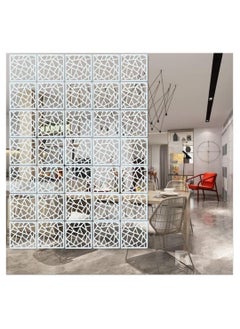 Eworld White Room Dividers with 12 Wood Plastic Hanging Panels for Living Room, Dining Area, Study, Sitting Room and Hotel Decor, Elevate Space with Stylish Carved Hollow Hallway Folding Screens  - Image 5