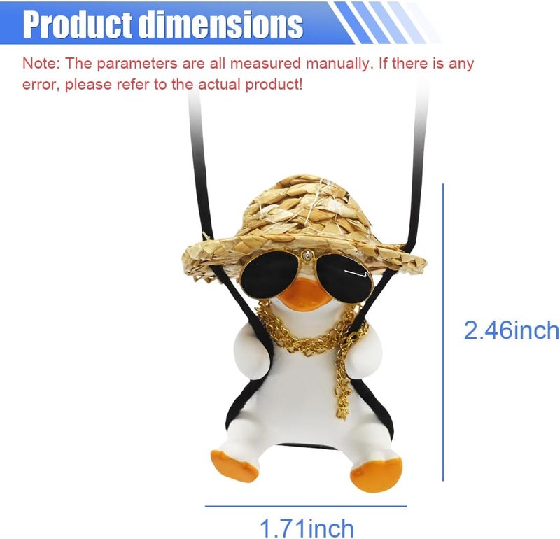 LHDOS Swinging Duck Car Hanging Ornament, Cool Car Rear View Mirror Charm, Funny Auto Interior Pendant Accessories, Cute Car Decoration for Men Women (Cool Duck) - Image 2