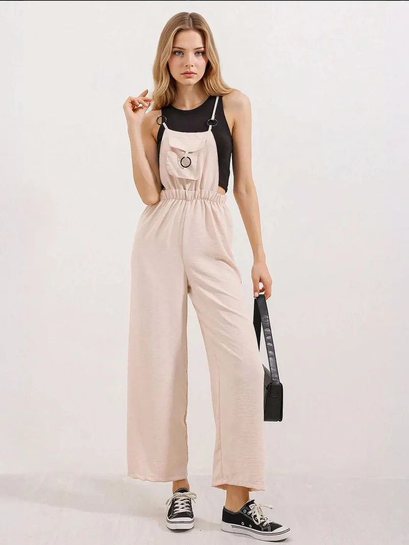 BIG DART BDART Relaxed Fit Long Denim Overalls with Pocket