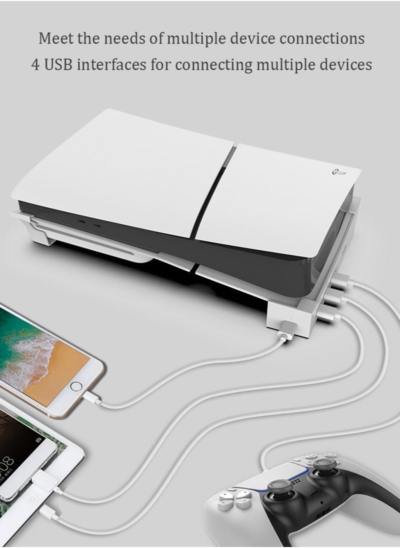 Ipega وحدة تحكم PS5 Slim مع موزع USB بأربعة منافذ للحامل الأفقي فقط، ملحقات حامل القاعدة لجهاز Playstation 5 Slim (إصدار القرص والإصدار الرقمي)، حامل لشحن وحدة تحكم PS5 (ليس لجهاز PS5 العادي)  - Image 5