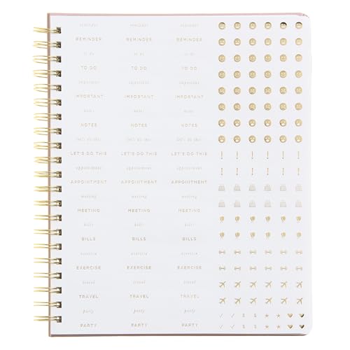 russell+hazel 2025-2026 Weekly Planner, Gold Spiral Blush Bookcloth, 9.1" x 11.2", July 2025 - June 2026, Features 52 Weekly Spreads, 1-Count - Image 2