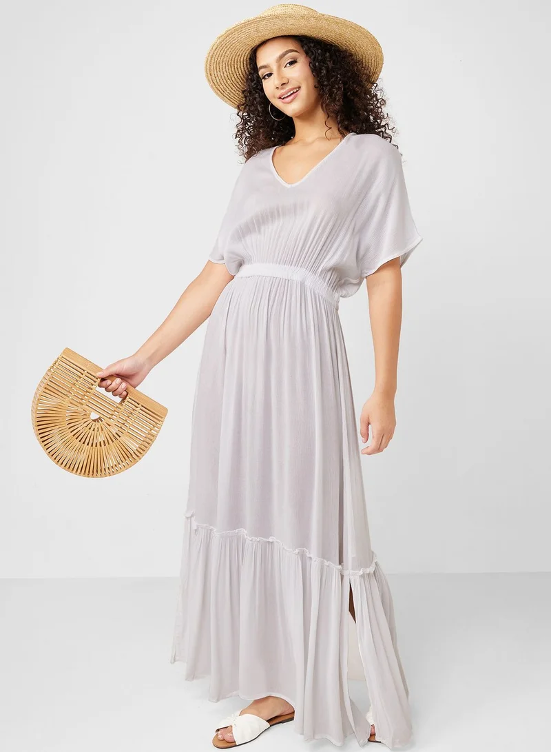 SOUTH BEACH V Neck Slit Beach Dress