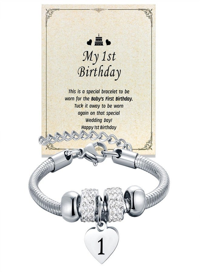 Yonhon Birthday Bracelet Gift for Girls 1-21 Years Old,Heart Happy Birthday Bracelet for Daughter Granddaughter Niece Girls, 4.7 inches, Stainless Steel, Rhinestone - Image 1