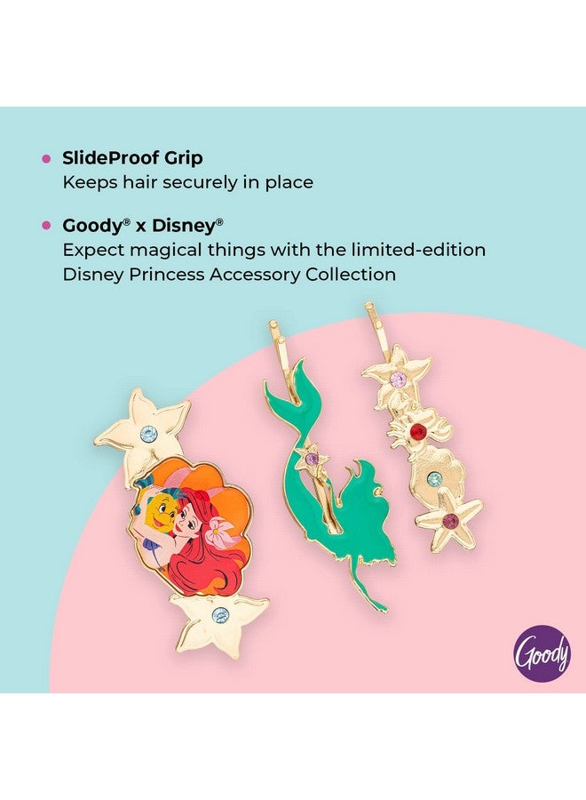 Goody مجموعة دبابيس الشعر وباريت ديزني الأميرة أرييل مع أحجار الراين - إكسسوارات شعر للرجال والنساء والأولاد والبنات - أسلوب سهل وثبات للشعر لجميع أنواع الشعر - Image 4