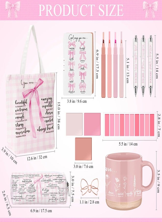 Reallnaive 25 Pcs Christian Bible Study Gift Set for Women Bible Journaling Kit with Notebook, Highlighter, Sticky Notes, Mug, Bag, Religious Gifts for Women, Church, Easter, Mother's Day, Birthday - Image 2