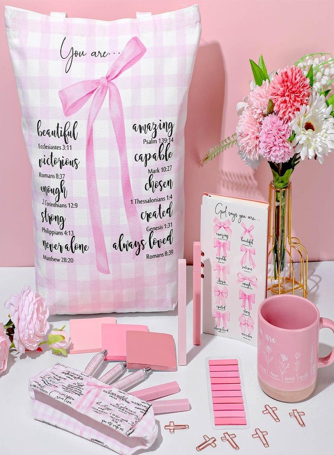 Reallnaive 25 Pcs Christian Bible Study Gift Set for Women Bible Journaling Kit with Notebook, Highlighter, Sticky Notes, Mug, Bag, Religious Gifts for Women, Church, Easter, Mother's Day, Birthday - Image 4