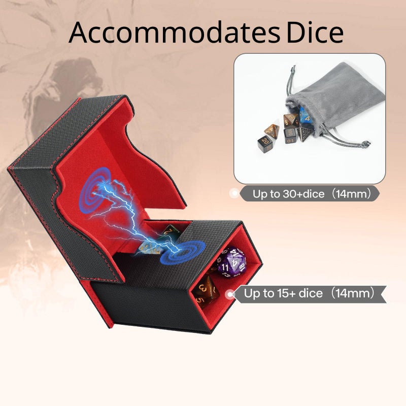 Stepane Dice Tower and Tray,Foldable Portable Dice Rolling Tower,Dice Roller Accessory for Dungeons and Dragons,Classic Board Games,RPG Games,and Tabletop Games Black/Red - Image 3