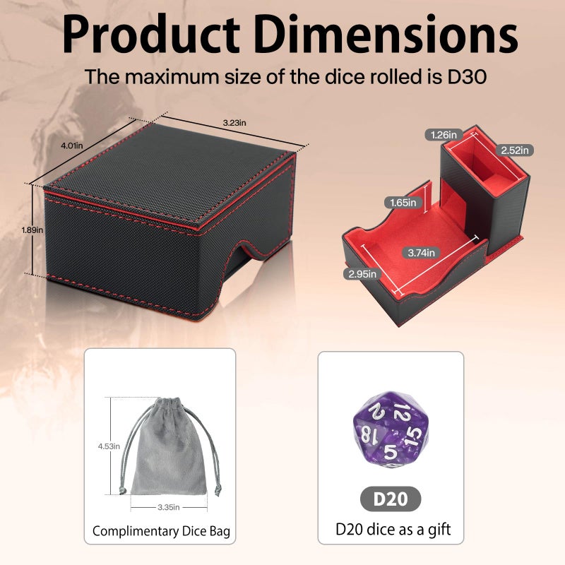 Stepane Dice Tower and Tray,Foldable Portable Dice Rolling Tower,Dice Roller Accessory for Dungeons and Dragons,Classic Board Games,RPG Games,and Tabletop Games Black/Red - Image 5