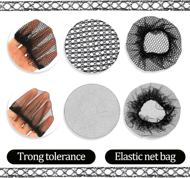 Ghelonadi Pack of 4 Bun Net Black Hair Net Girls Hair Net Bun Elastic Women Hair Net Elastic Hair Net Hairstyle Aid Bun Knot Net Bun for Ballet Dance Dancer - Image 3