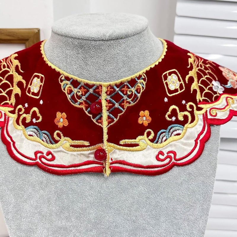 طوق زائف كلاسيكي طوق مطرز شرابات قابلة للتعديل طوق الغيوم طوق زائف زخرفي شال زي تقليدي - Image 4