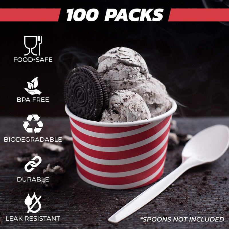 TYPTOP Ice Cream Cups - 100 Pack Ice Cream Sundae Cups  Frozen Yogurt Dessert Cups - Image 3