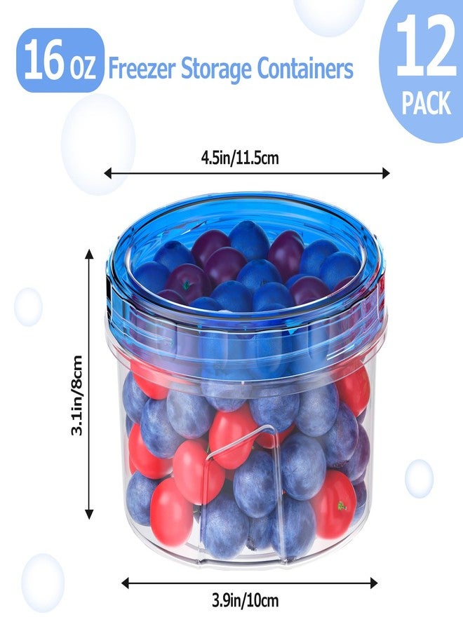 Winproper 12 Pack-16 OZ Freezer Storage Containers, Small Plastic Containers with Twist Top Lids, BPA Free Food Storage Containers, Reusable Soup Container Microwave/Dishwasher Safe - Image 3