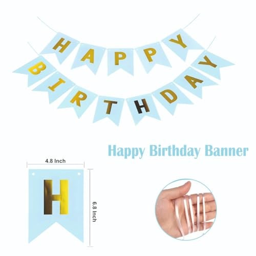 YOURS DECOR 1st Birthday Balloons Decor Items 81 Pcs Sky Blue, Silver, White & Silver Confetti Balloon with Happy Birthday Banner for Kids Birthday Party Decoration - Image 3
