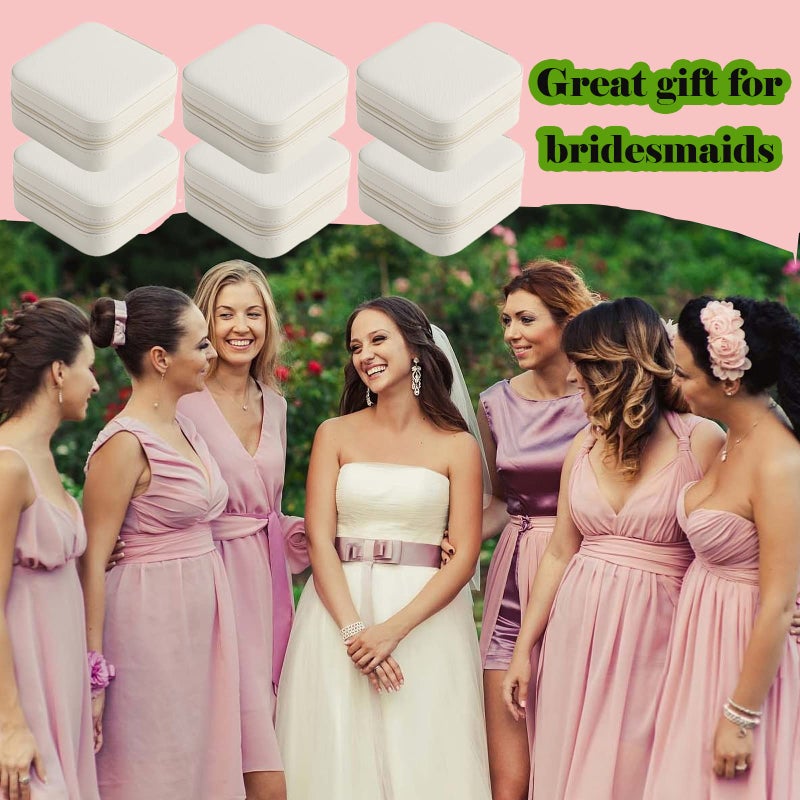 CIPIDI Travel Jewelry Case Bridesmaid Gifts Box,12 Pack Small Jewelry Box Mini Jewelry Organizer,PU Leather Portable Earring Storage Box for Women Girls Bridesmaid Proposal Gifts - Image 5