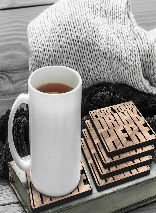 MustHome Engineered Wood | Coaster | Coasters For Cups Set Of 6 | Beautiful Tea Coaster With Proper Coaster Stand | Home Bar Decor | Kitchen Decorative Items | 3.5 X 3.5 Inch (6) - Image 2