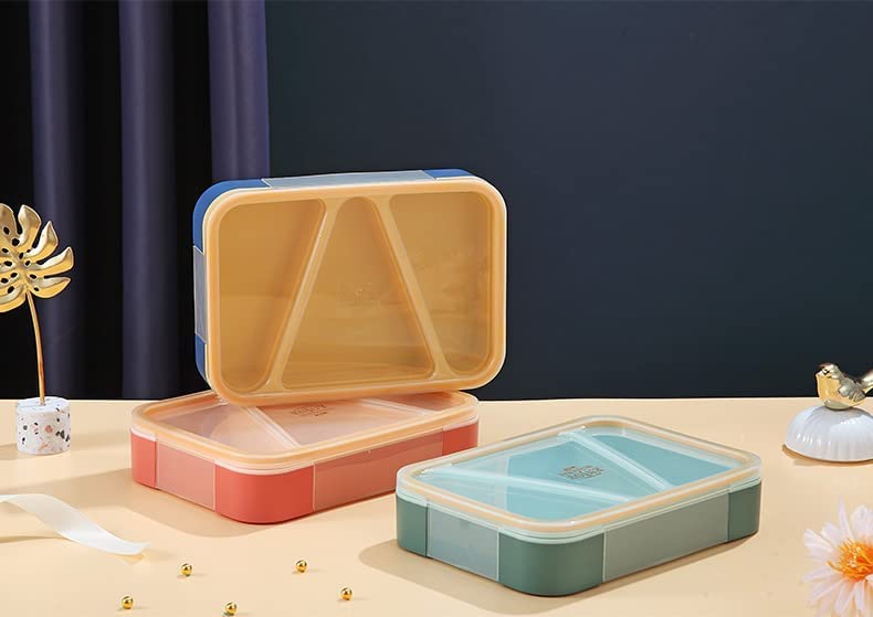 OANGO 2 Compartment Plastic Lunch Box Leak Proof Lunch Boxes Safe Food Containers for Adults and Kids Multicolor 3 GridTriangle - Image 2