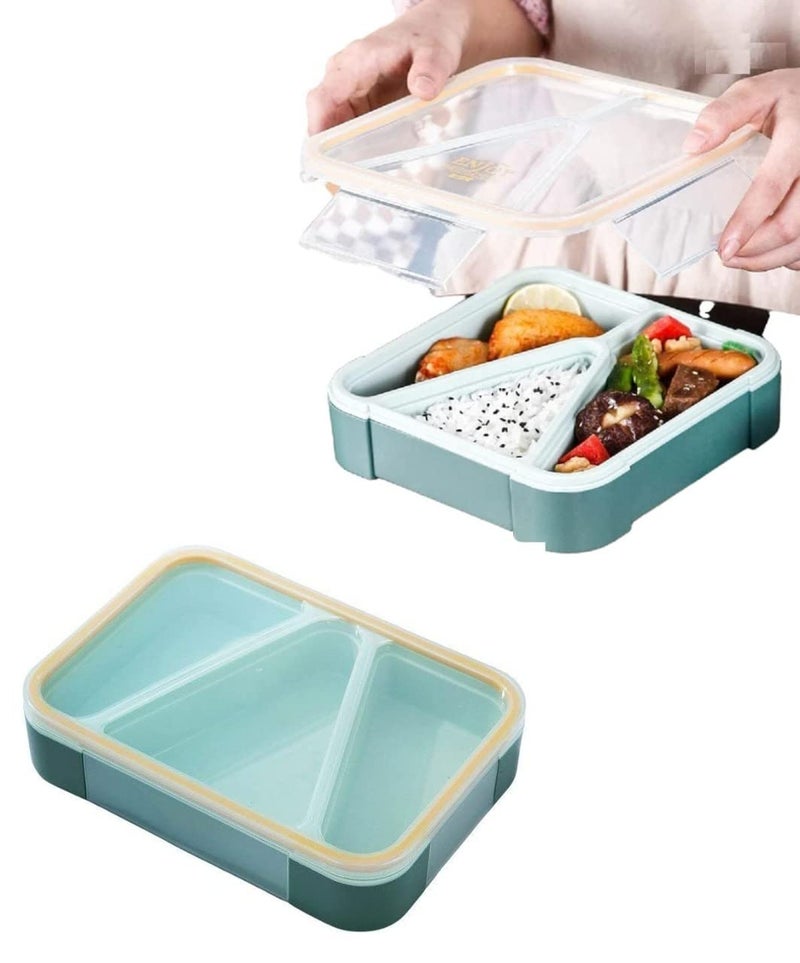 OANGO 2 Compartment Plastic Lunch Box Leak Proof Lunch Boxes Safe Food Containers for Adults and Kids Multicolor 3 GridTriangle - Image 4