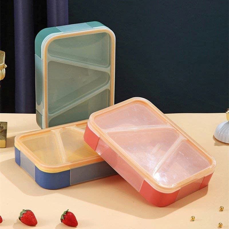 OANGO 2 Compartment Plastic Lunch Box Leak Proof Lunch Boxes Safe Food Containers for Adults and Kids Multicolor 3 GridTriangle - Image 5
