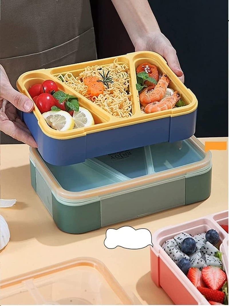 OANGO 2 Compartment Plastic Lunch Box Leak Proof Lunch Boxes Safe Food Containers for Adults and Kids Multicolor 3 GridTriangle - Image 3