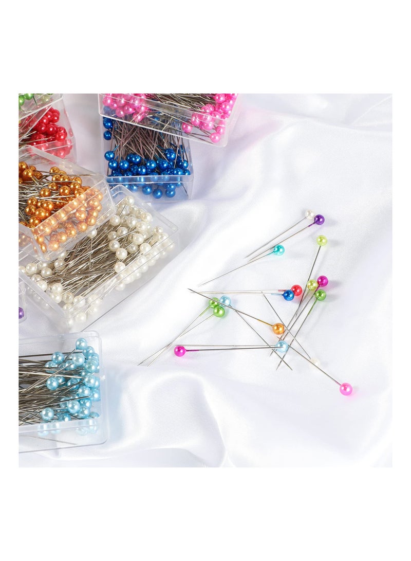 SYOSI 1200 Pieces Multicolor Head Pins, Straight Pins Jewelry Decoration Pins Dressmaker Pins Assorted Colors Sewing Pins Crafting Pins for Dressmaker Jewelry Decoration Sewing Projects(1.57inch) - Image 3