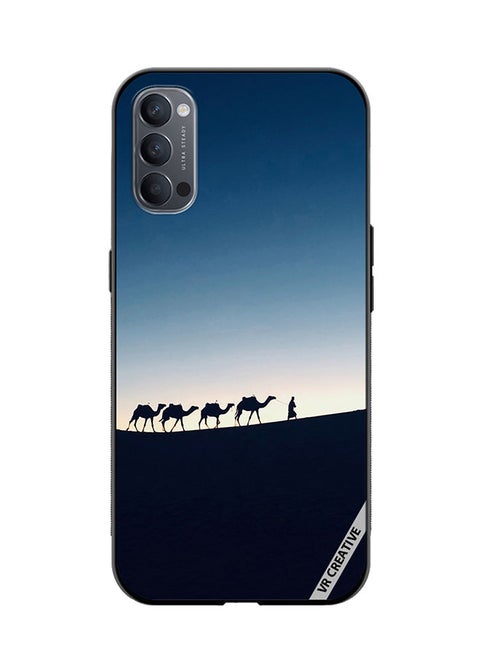 Protective Case Cover For Oppo Reno4 Camel Walking Design Multicolour