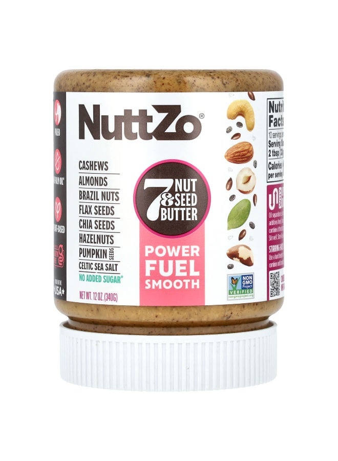 Nuttzo, Power Fuel, 7 Nut & Seed Butter, Smooth, 12 oz (340 g) (Packaging may vary) - Image 1