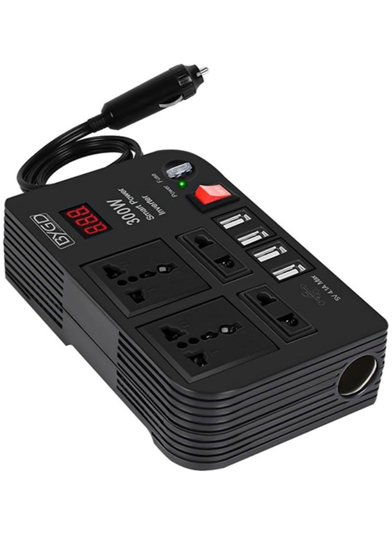 بي واي جي دي افتح قوتك: محول سيارة 300 واط مع 4 منافذ USB للشحن السريع ومقبسين AC مزدوجين - مثالي للرحلات البرية - Image 2