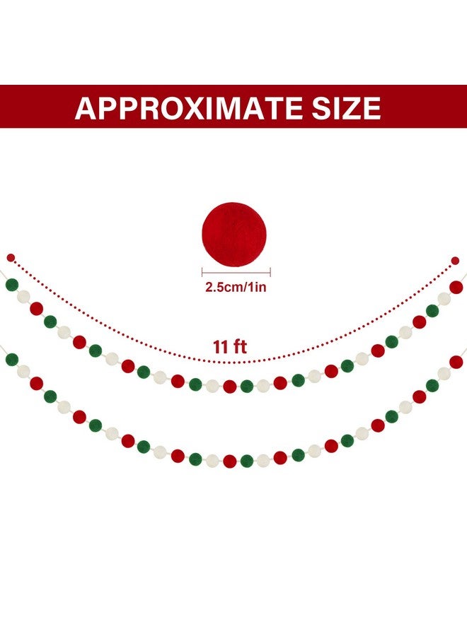 Partyprops 60 Balls Christmas Felt Ball Garlands - Christmas Decorations - Christmas Pom Pom Garlands for Christmas Tree- Xmas Holiday Indoor Outdoor Home Office Hanging Decor - Xmas Decorations- 25mm - Image 2