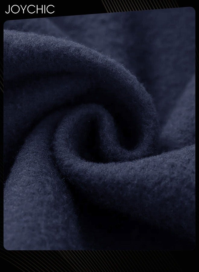 Joychic سترة هوودية جديدة ذات أكمام طويلة بسحاب ونمط حرف عصري دافئة لخريف وشتاء النساء اللون أزرق Navy - Image 4