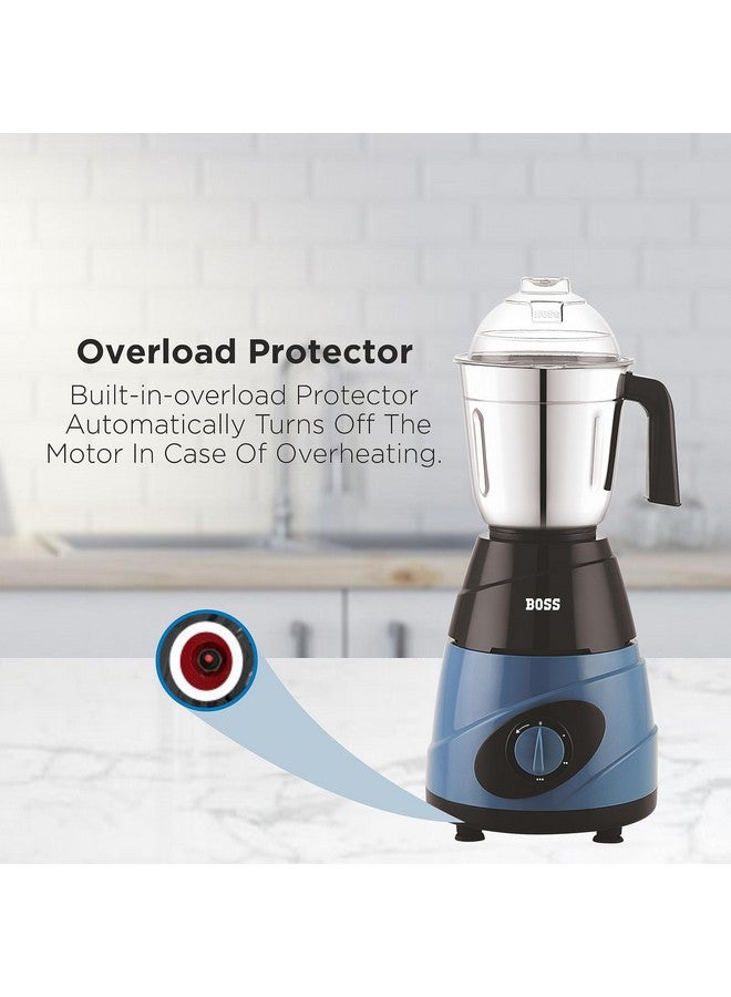 BOSS Thunder 550W Mixer Grinder with 3 Jars (Liquidizing, Wet Grinding and Chutney Jar), High Speed Motor, SS Blades, 5 Years Motor Warranty with Overload Protector, Blue - Image 5
