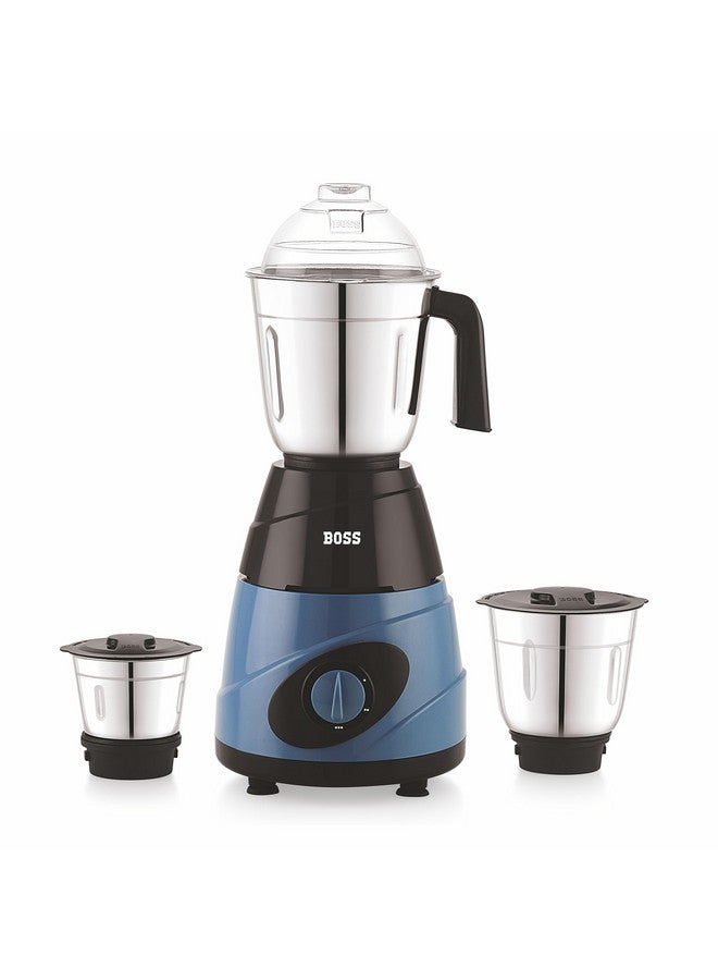 BOSS Thunder 550W Mixer Grinder with 3 Jars (Liquidizing, Wet Grinding and Chutney Jar), High Speed Motor, SS Blades, 5 Years Motor Warranty with Overload Protector, Blue - Image 1