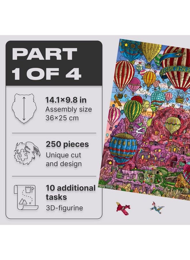 UNIDRAGON - Original + Ic4 Design Wooden Puzzle Jigsaw Puzzle Board Game Quezzle Amazing Cappadocia Part 1 250 Pieces 14.1 By 9.8 Inches… - Image 1