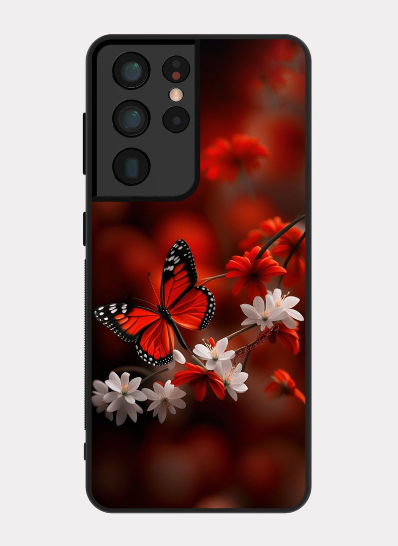 بكسلات كفر سامسونج جالكسي اس 21 الترا فراشة احمر - Image 1