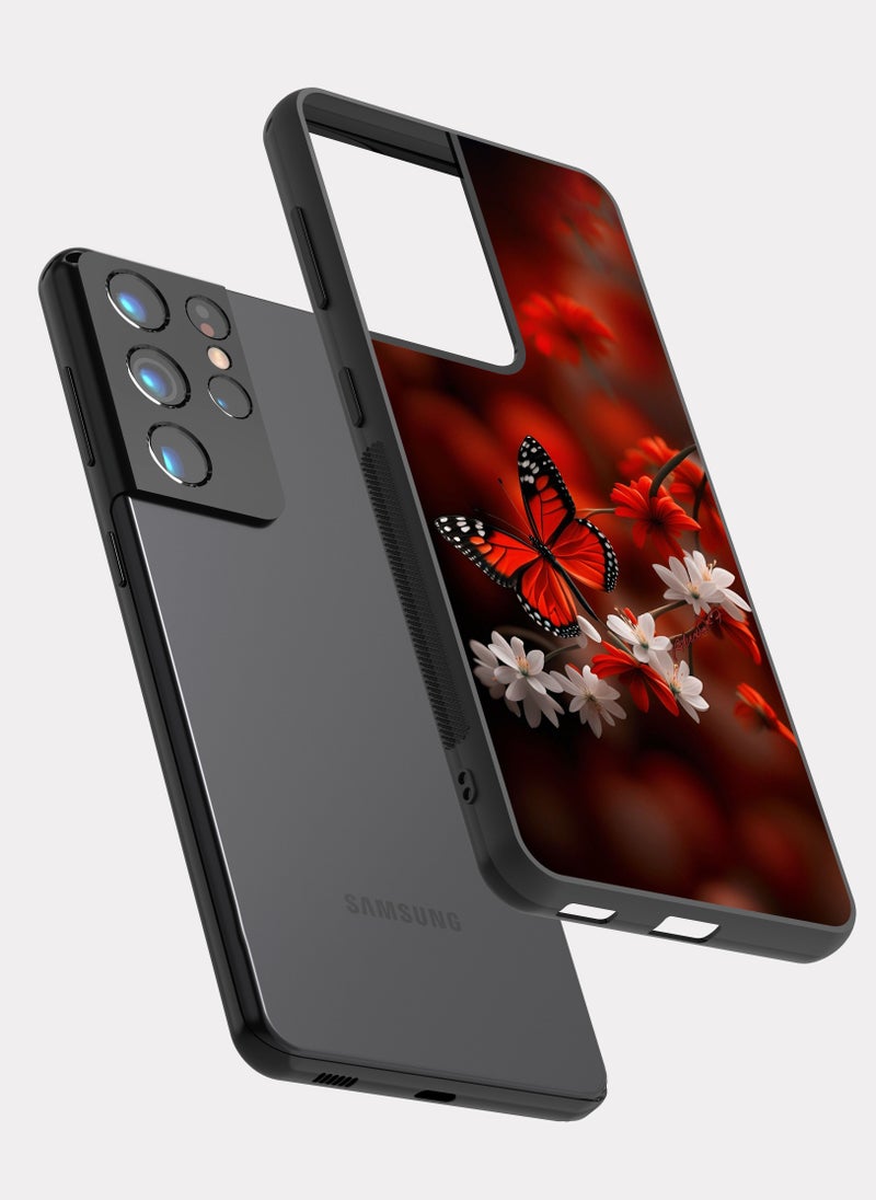 بكسلات كفر سامسونج جالكسي اس 21 الترا فراشة احمر - Image 2