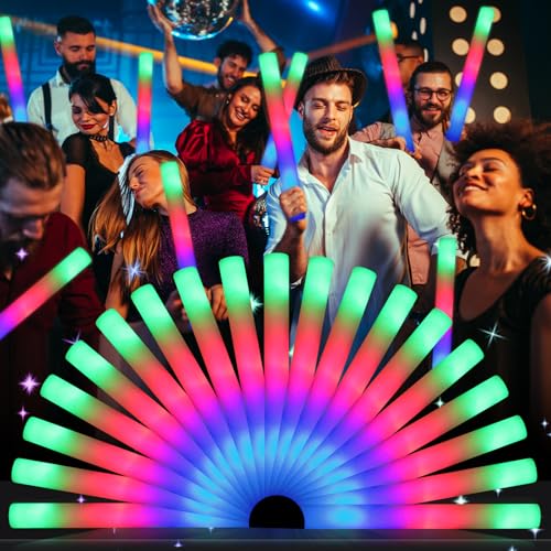 wellent 230 LED Foam Glow Sticks Bulk Glow Sticks Foam Light Up Sticks Bulk LED Foam Sticks with 3 Colorful Flash ModeGlow Party Supply for Wedding Birthday Concert Carnival Sporting Events - Image 1