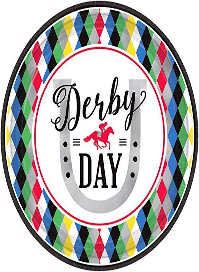 Amscan Derby Day Round Plates (Pack of 8) - 9" - Vibrant Multicolor Paper Plates, Perfect for Themed Gatherings & Celebrations