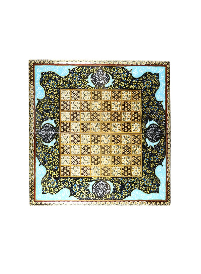 Luxury Royal Chess & Backgammon Set with Khatam Marquetry, Bone, Wood & Brass - Image 4