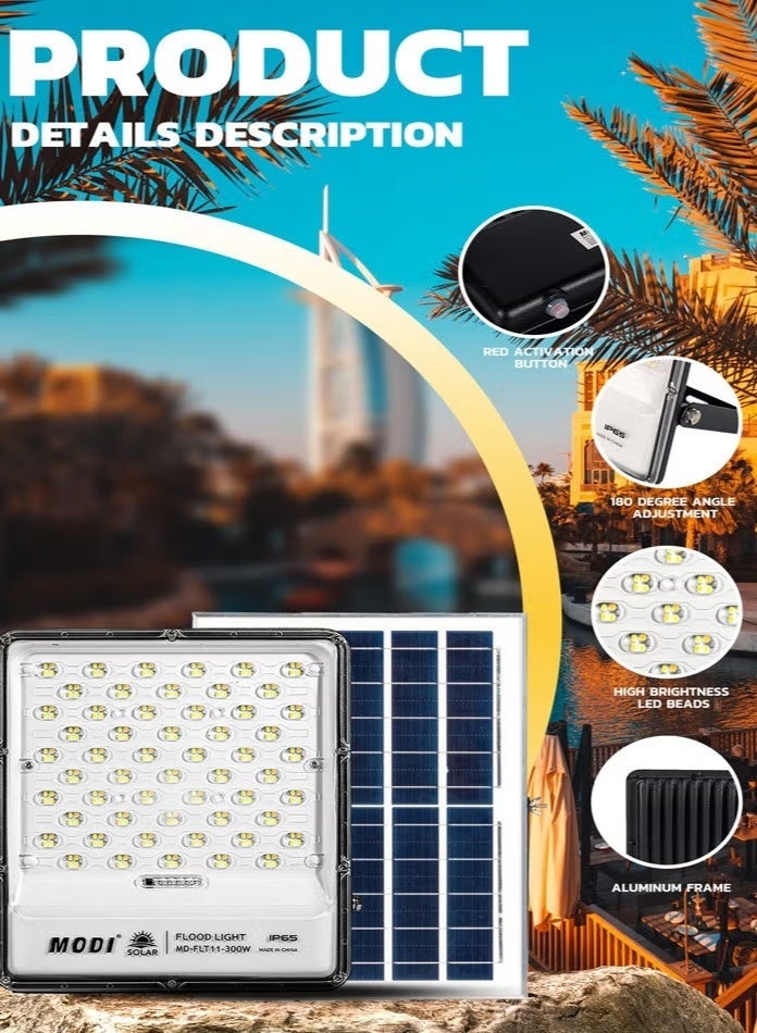 MODI Solar Flood Light 500W IP65 with Remote Control – Super Bright, Waterproof Outdoor Security Light - Image 4