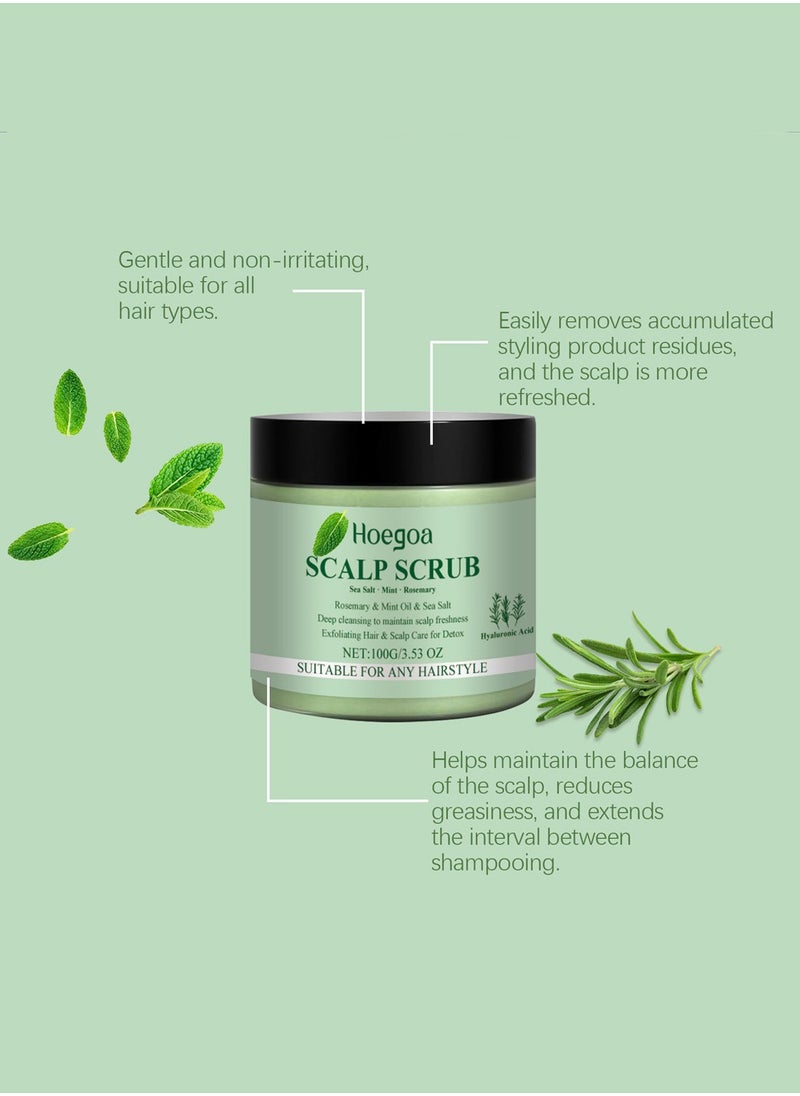 HOEGOA - Rosemary Scalp Scrub with Scalp Scrubber Set, Contains Rosemary, Peppermint Oil, and Petrel Ingredients Scalp Exfoliator Scrub, Scalp Cleanser for Relieve Scalp Itching, Exfoliate and Care for Scalp and Hair - Image 1