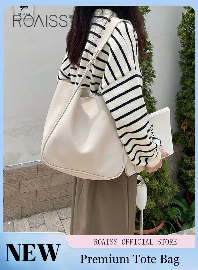 roaiss Women's Large-Capacity Bag All-Match Commuter Shoulder Bag Student Tote Bag Retro Texture  - Image 1