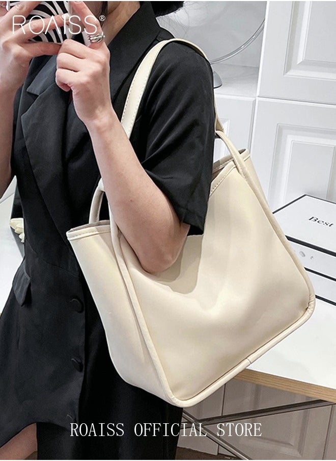 roaiss - Women's Large-Capacity Bag All-Match Commuter Shoulder Bag Student Tote Bag Retro Texture - Image 1