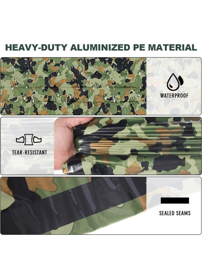 CMGTYYD Survival Sleeping Bag, 120*200cm PE Aluminum Film Emergency Sleeping Bag with 120dB Survival Whistle, Lightweight Waterproof Thermal Bivvy Bag Emergency Blanket for Camping and Hiking, Green - Image 3
