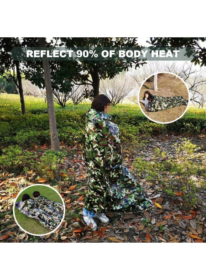 CMGTYYD Survival Sleeping Bag, 120*200cm PE Aluminum Film Emergency Sleeping Bag with 120dB Survival Whistle, Lightweight Waterproof Thermal Bivvy Bag Emergency Blanket for Camping and Hiking, Green - Image 5
