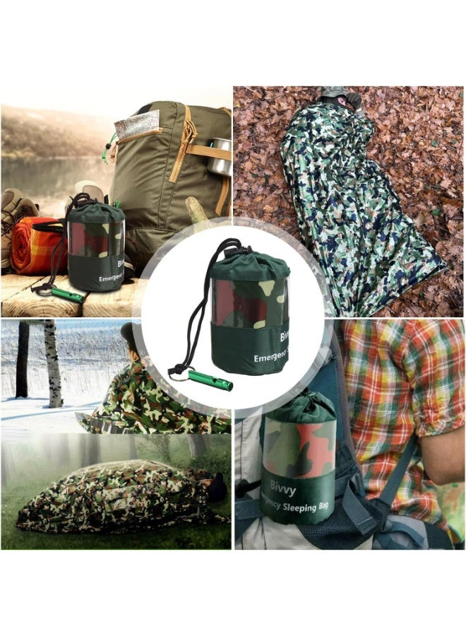 CMGTYYD Survival Sleeping Bag, 120*200cm PE Aluminum Film Emergency Sleeping Bag with 120dB Survival Whistle, Lightweight Waterproof Thermal Bivvy Bag Emergency Blanket for Camping and Hiking, Green - Image 4