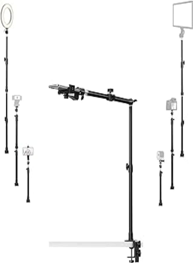 AceTaken Overhead Phone Stand, Multi-Purpose Desktop Video Mount Holder Compatible with iPhone Samsung Smartphone Cameras Webcams Light Panels, for Nail Art, Baking, Crafting, Ceramics, Makeup, Online Course