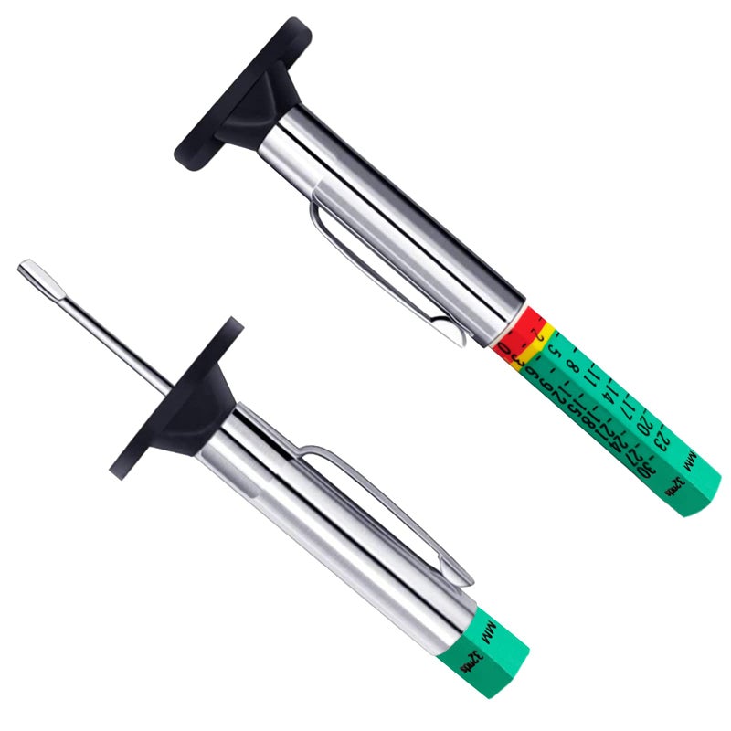 GODESON Tire Tread Depth Gauge,Two-Sided Smart Color Coded Tire Tread Depth Measurement Tool, Tire Wear Gauge in 32nds(Pack of 2)